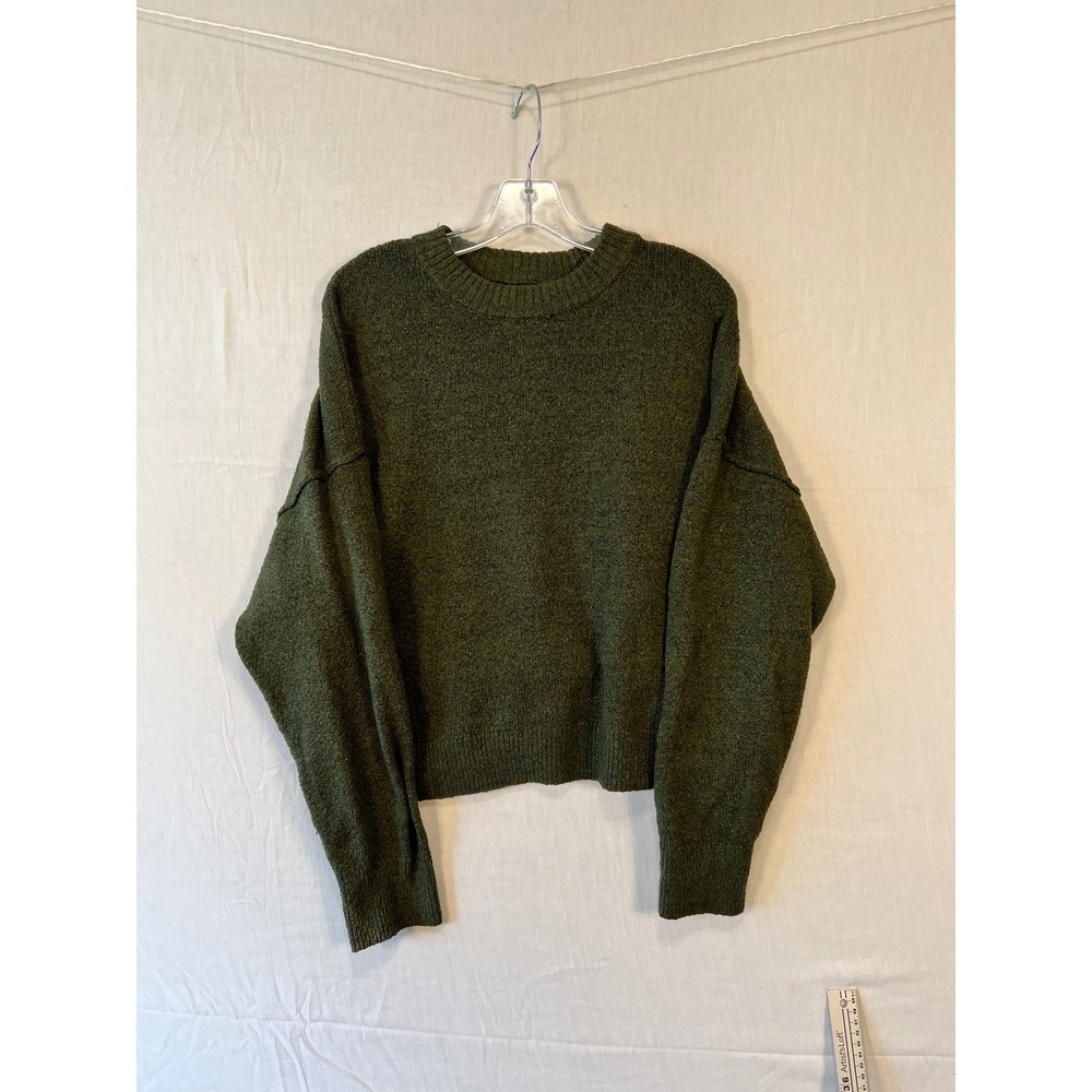 American Eagle Womens Olive Green Oversized Crewneck Sweater Size S 0623